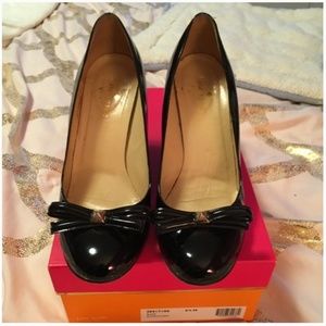 Kate spade black kaci wedge shoes heels size 6.5 new in box